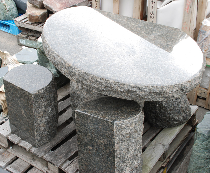 ストーンテーブルセット パールプラウン | 造園資材館