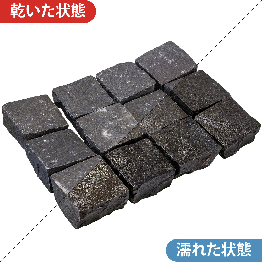 クワンストーンピンコロ 黒 全面割肌仕上げ | 造園資材館