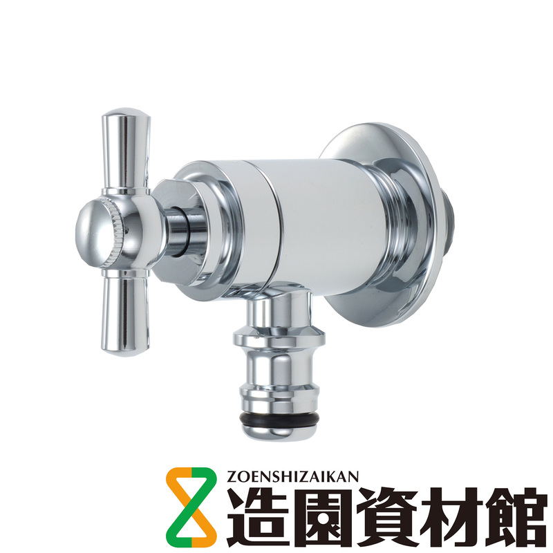 ホース接続水栓一文字ハンドル メッキ | 造園資材館